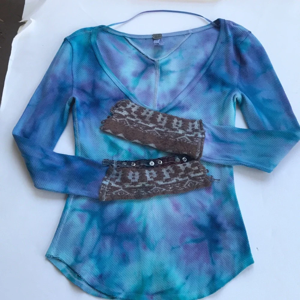 FPxDP Custom Tie Dye Rare Cuff Thermal Top Art School Sweater Colorful Medium M